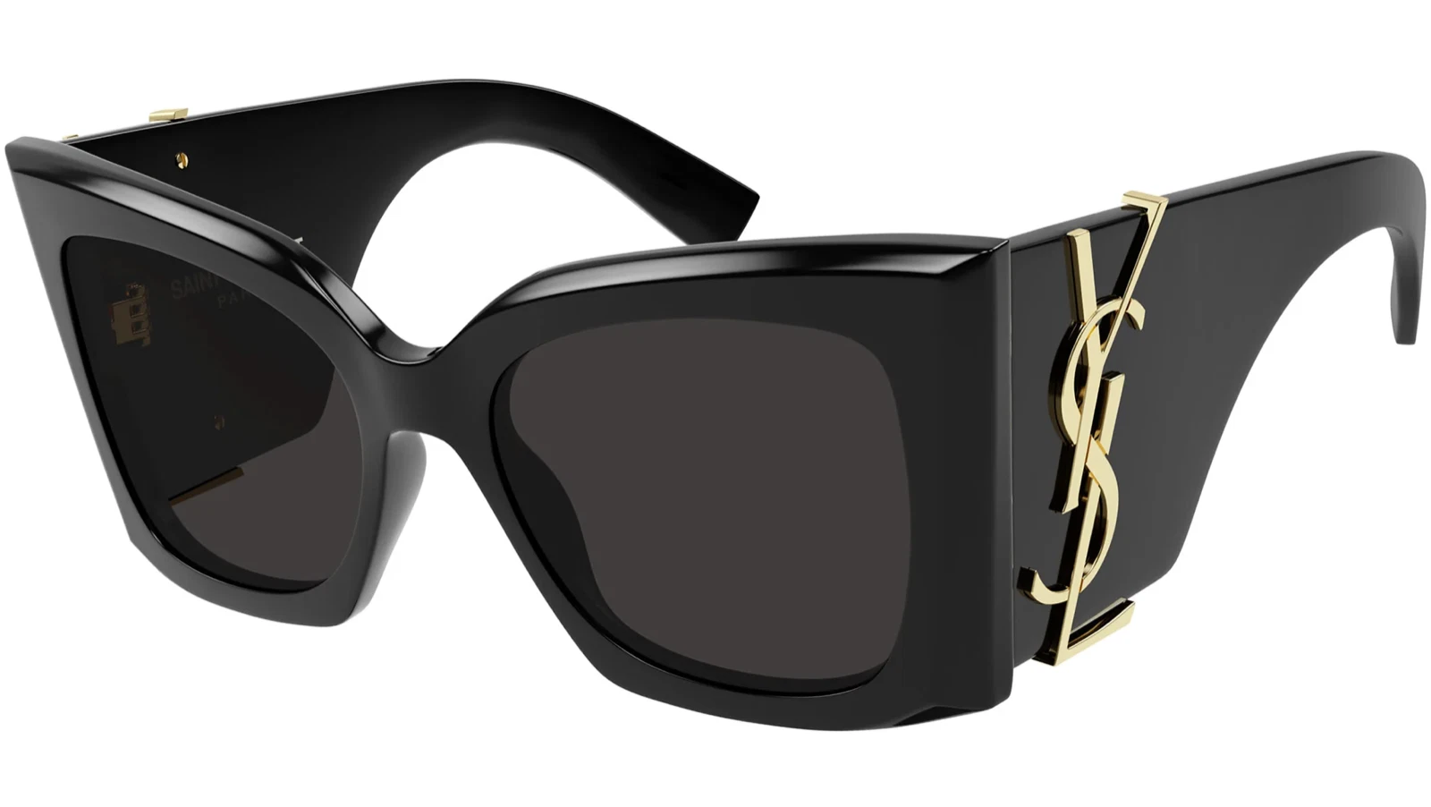 Saint Laurent SL M119 BLAZE Cat-Eye Sunglasses, Black Acetate Frame, Gold Cassandre Detail